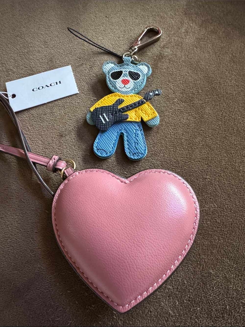 NWT COACH Heart Bag Charm & Extra Unbranded Teddy Bear Bag Charm